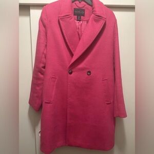 Rachel Zoe Women's Vibrant Pink Pea Coat Barbiecore